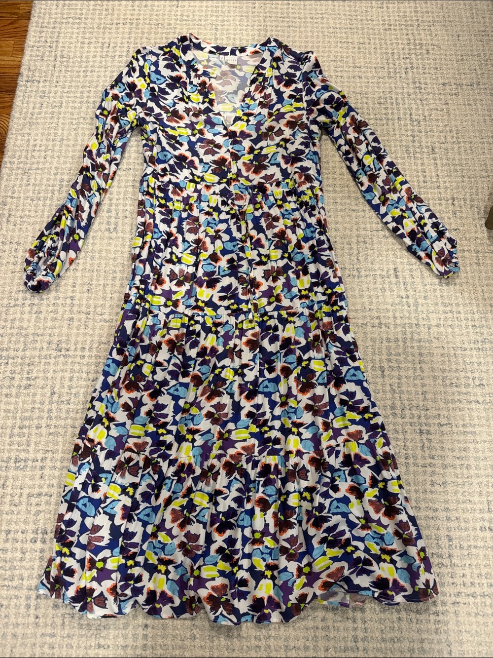 Long Sleeve Floral Maxi Dress in Multi-Color